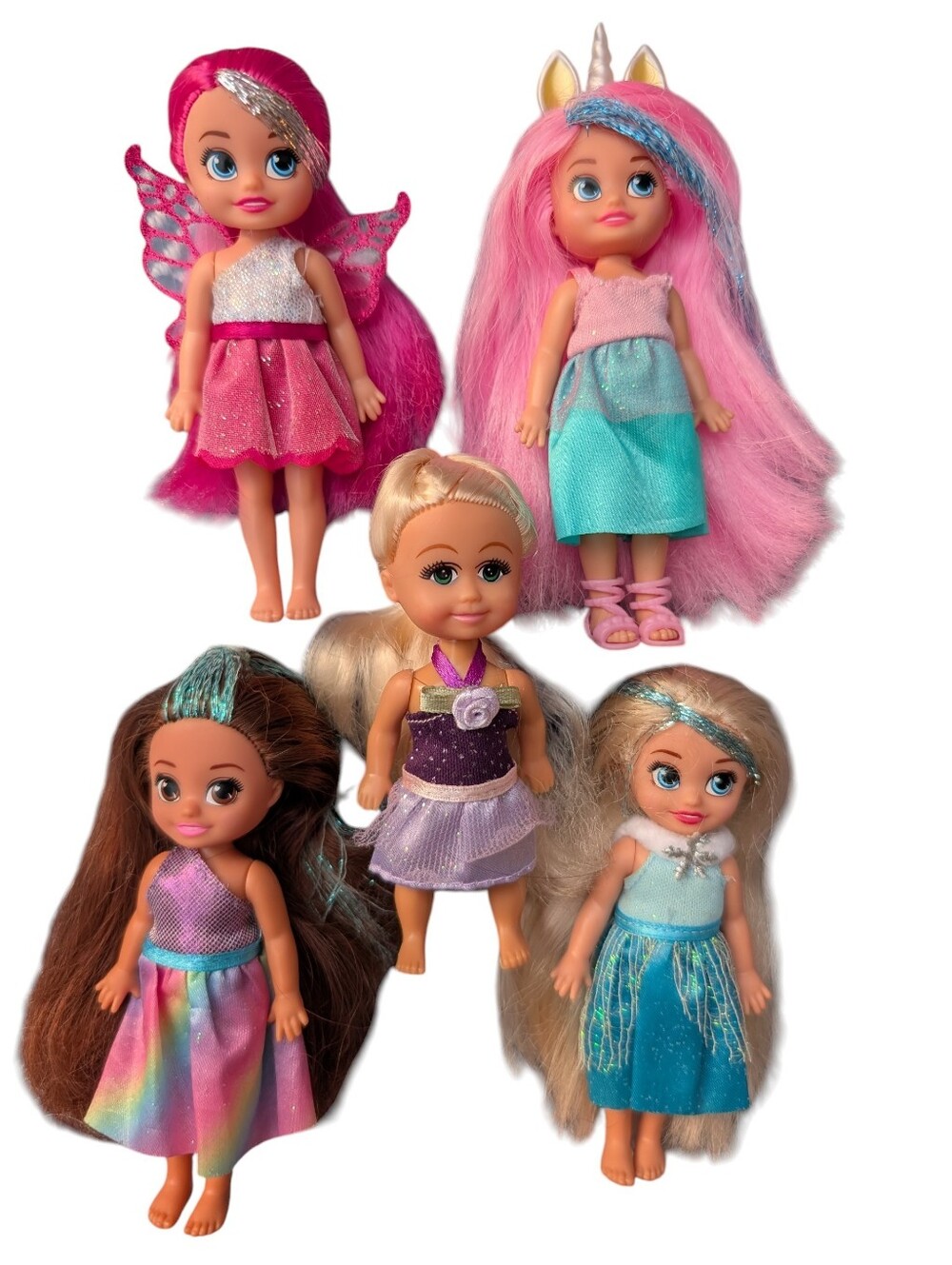 Zuru Sparkle Girlz Lot Of Five Mini Princess Dolls